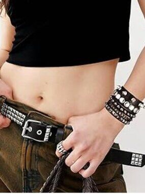 Punk Costume Set for Women Goth Emo Y2k Rock Costume Adjustable for Party